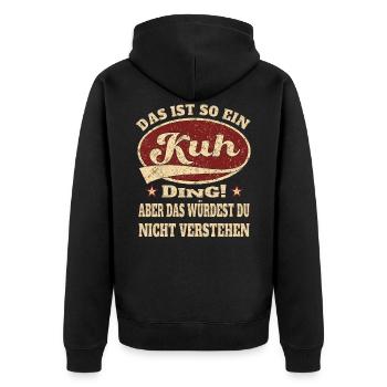 Kuh das ist so ein Kuh ding - Unisex Premium Bio Zip Hoodie - Schwarz - Hinten - Nico (187cm)