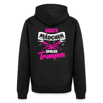 Echte Mädchen Spielen Trompete Trompetenspieler Mu - Unisex Premium Bio Zip Hoodie - Schwarz - Hinten - Nico (187cm)