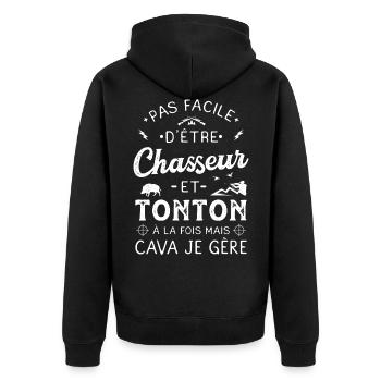 Tonton Chasseur Humour Chasse Chassé Chasser - Veste à capuche bio Premium Unisexe - noir - Dos - Nico (187cm)