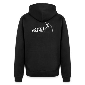 Stabhochsprung Leichtathletik Evolution - Unisex Premium Bio Zip Hoodie - Schwarz - Hinten - Nico (187cm)