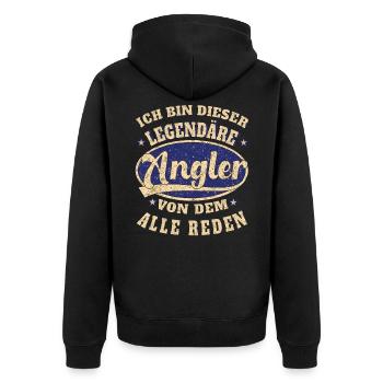 Angler ich bin dieser legendäre Angler - Unisex Premium Bio Zip Hoodie - Schwarz - Hinten - Nico (187cm)