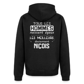 Niçois - Nice - Région - Ville - Meilleur - Cadeau - Veste à capuche bio Premium Unisexe - noir - Dos - Nico (187cm)