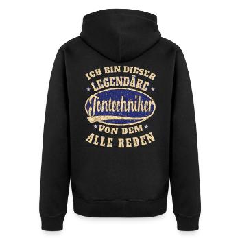 Tontechniker Ich bin dieser legendäre Tontechniker - Unisex Premium Bio Zip Hoodie - Schwarz - Hinten - Nico (187cm)