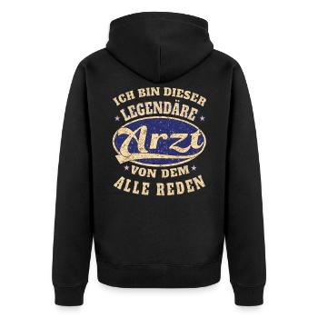 Arzt Ich bin dieser legendäre Arzt - Unisex Premium Bio Zip Hoodie - Schwarz - Hinten - Nico (187cm)