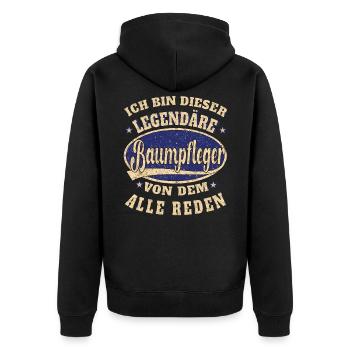 Baumpfleger ich bin dieser legendäre Baumpfleger - Unisex Premium Bio Zip Hoodie - Schwarz - Hinten - Nico (187cm)