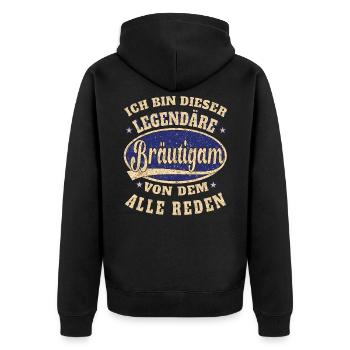 Bräutigam ich bin dieser legendäre Bräutigam - Unisex Premium Bio Zip Hoodie - Schwarz - Hinten - Nico (187cm)
