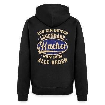 Hacker ich bin dieser legendäre Hacker - Unisex Premium Bio Zip Hoodie - Schwarz - Hinten - Nico (187cm)
