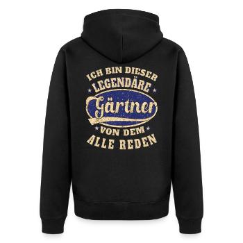 Gärtner ich bin dieser legendäre Gärtner - Unisex Premium Bio Zip Hoodie - Schwarz - Hinten - Nico (187cm)