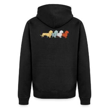 Dackel Retro Vintage - Unisex Premium Bio Zip Hoodie - Schwarz - Hinten - Nico (187cm)