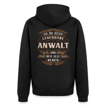 Anwalt Ich bin dieser legendäre Anwalt - Unisex Premium Bio Zip Hoodie - Schwarz - Hinten - Nico (187cm)