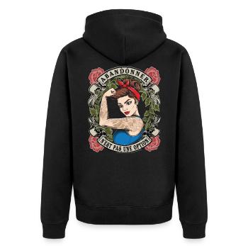 Aufgeben ist keine Option starke Frau Frauenpower - Unisex Premium Bio Zip Hoodie - Schwarz - Hinten - Nico (187cm)
