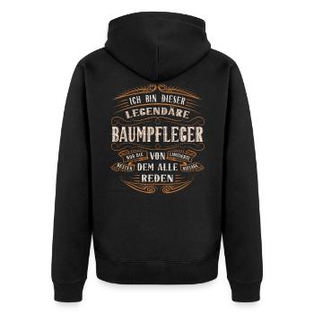 Baumpfleger ich bin dieser legendäre Baumpfleger - Unisex Premium Bio Zip Hoodie - Schwarz - Hinten - Nico (187cm)