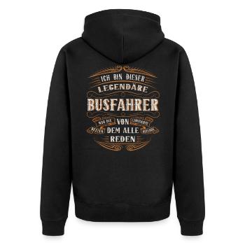Busfahrer ich bin dieser legendäre Busfahrer - Unisex Premium Bio Zip Hoodie - Schwarz - Hinten - Nico (187cm)