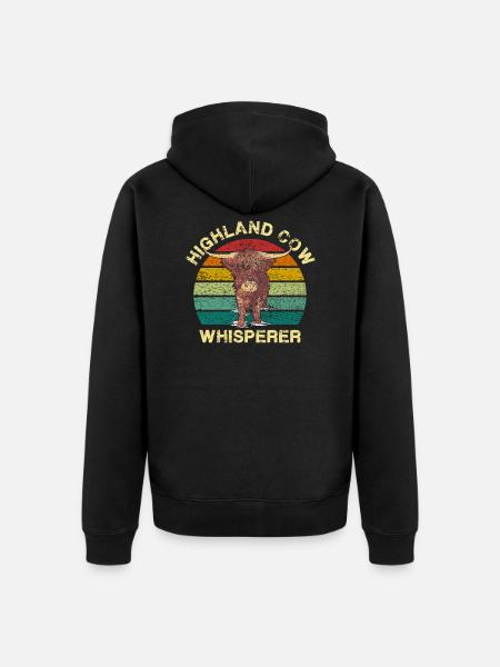 Highland Cow Whisperer - Unisex Premium Organic Zip Hoodie - black