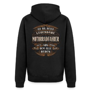 Motorrad-Fahrer ich bin dieser legendäre - Unisex Premium Bio Zip Hoodie - Schwarz - Hinten - Nico (187cm)