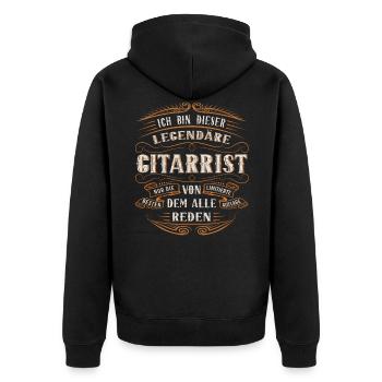 Gitarrist ich bin dieser legendäre Gitarre - Unisex Premium Bio Zip Hoodie - Schwarz - Hinten - Nico (187cm)