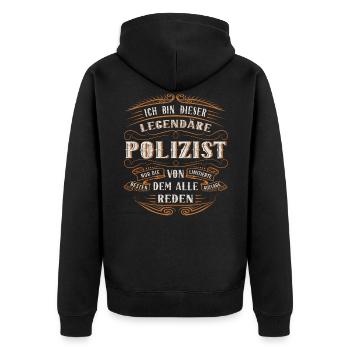 Polizist ich bin dieser legendäre Polizei Ding - Unisex Premium Bio Zip Hoodie - Schwarz - Hinten - Nico (187cm)