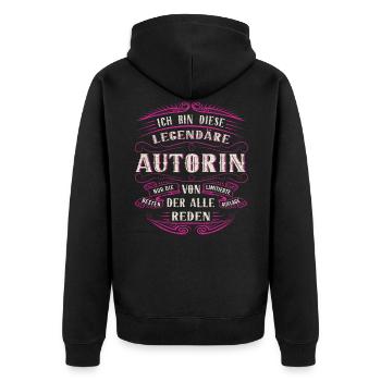 Autorin Ich bin diese legendäre Autorin - Unisex Premium Bio Zip Hoodie - Schwarz - Hinten - Nico (187cm)