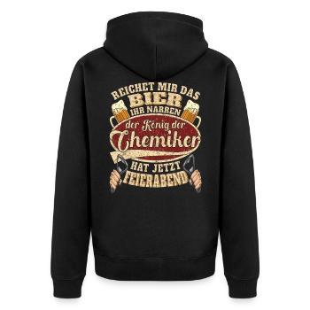 Chemiker Bier Feierabend Chemiker - Unisex Premium Bio Zip Hoodie - Schwarz - Hinten - Nico (187cm)