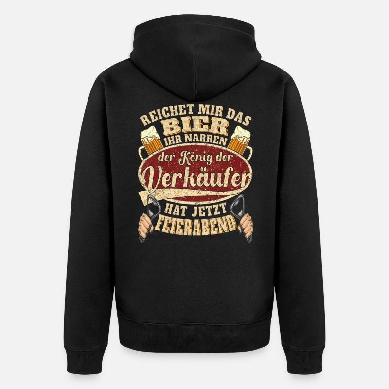 Verkäufer Bier Feierabend - Unisex Premium Bio Zip Hoodie - Schwarz