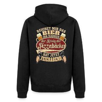 Pizzabäcker Bier Feierabend - Unisex Premium Bio Zip Hoodie - Schwarz - Hinten - Nico (187cm)