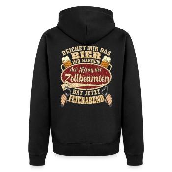 Zollbeamter Bier Feierabend - Unisex Premium Bio Zip Hoodie - Schwarz - Hinten - Nico (187cm)