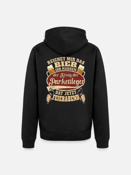 Parkettleger Bier Feierabend - Unisex Premium Bio Zip Hoodie - Schwarz