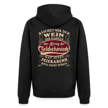 Goldschmied Fahrer Wein Feierabend - Unisex Premium Bio Zip Hoodie - Schwarz - Hinten - Nico (187cm)