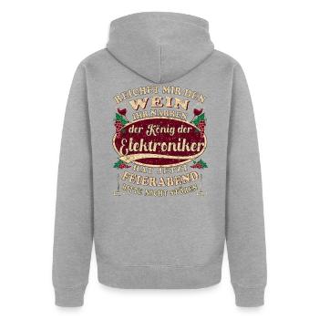 Elektroniker Wein Feierabend - Unisex Premium Bio Zip Hoodie - Grau meliert - Hinten - Nico (187cm)