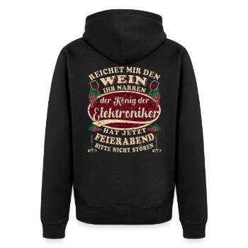 Elektroniker Wein Feierabend - Unisex Premium Bio Zip Hoodie - Schwarz - Hinten - Nico (187cm)
