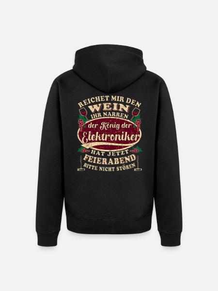Elektroniker Wein Feierabend - Unisex Premium Bio Zip Hoodie - Schwarz