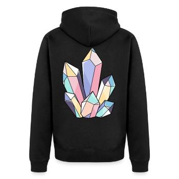 Bunter Kristall Kristall Edelstein Spirituell - Unisex Premium Bio Zip Hoodie - Schwarz - Hinten - Nico (187cm)