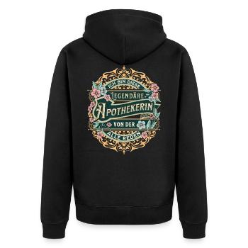 Apothekerin Ich bin diese legendäre Apothekerin - Unisex Premium Bio Zip Hoodie - Schwarz - Hinten - Nico (187cm)