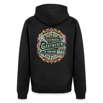 Gärtnerin ich bin diese legendäre Gärtnerin - Unisex Premium Bio Zip Hoodie - Schwarz - Hinten - Nico (187cm)