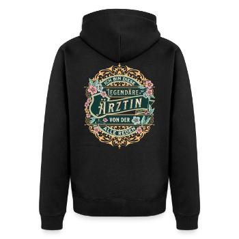 Ärztin Ich bin diese legendäre Ärztin - Unisex Premium Bio Zip Hoodie - Schwarz - Hinten - Nico (187cm)