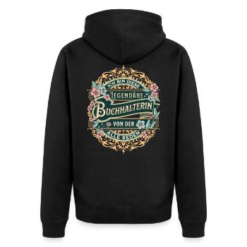 Buchhalterin ich bin diese legendäre Buchhalterin - Unisex Premium Bio Zip Hoodie - Schwarz - Hinten - Nico (187cm)