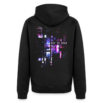 Vaporwave Aesthetics Tokyo - Unisex Premium Organic Zip Hoodie - black - Back - Nico (187cm)