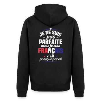 Je ne suis pas parfait mais je suis Français - Veste à capuche bio Premium Unisexe - noir - Dos - Nico (187cm)