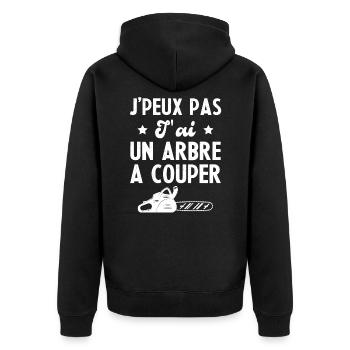 J'peux Pas J'ai Un Arbre A Couper Humour Cadeau - Veste à capuche bio Premium Unisexe - noir - Dos - Nico (187cm)