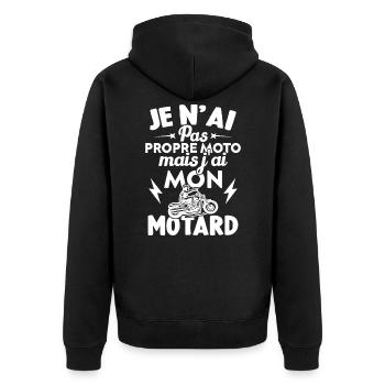 Je n'ai pas propre moto mais j'ai mon motard - Veste à capuche bio Premium Unisexe - noir - Dos - Nico (187cm)