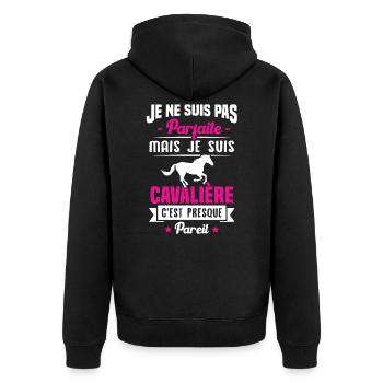 Je ne suis pas parfaite mais je suis cavalière - Veste à capuche bio Premium Unisexe - noir - Dos - Nico (187cm)