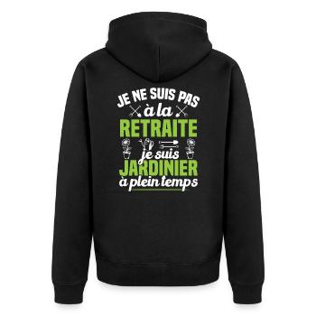 Pas à la retraite je suis jardinier à plein temps - Veste à capuche bio Premium Unisexe - noir - Dos - Nico (187cm)