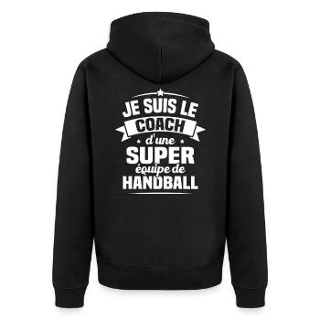 Je Suis Le Coach D'une Super Équipe De Handball - Veste à capuche bio Premium Unisexe - noir - Dos - Nico (187cm)