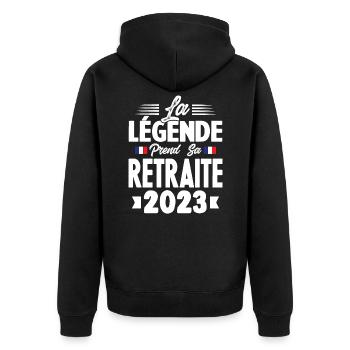 La Légende Prend Sa Retraite 2023 - Veste à capuche bio Premium Unisexe - noir - Dos - Nico (187cm)