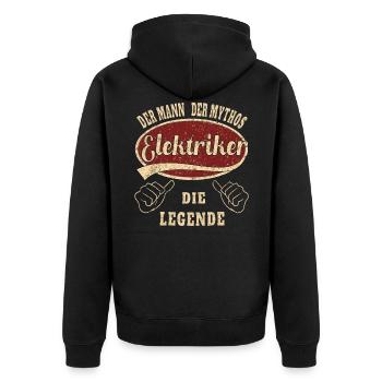 Elektriker der Mann der Mythos Elektriker - Unisex Premium Bio Zip Hoodie - Schwarz - Hinten - Nico (187cm)