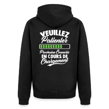 Veuillez patienter Prochaine connerie en cours - Veste à capuche bio Premium Unisexe - noir - Dos - Nico (187cm)