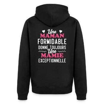 Maman Formidable Donne Mamie Exceptionnelle - Veste à capuche bio Premium Unisexe - noir - Dos - Nico (187cm)