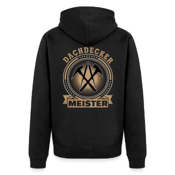 Dachdecker Meister Retro - Unisex Premium Bio Zip Hoodie - Schwarz - Hinten - Nico (187cm)