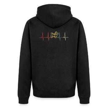 Shih Tzu Hund Herzschlag - Unisex Premium Bio Zip Hoodie - Schwarz - Hinten - Nico (187cm)