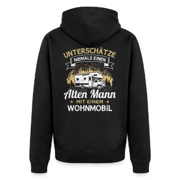Camping Opa Wohnmobil Rentner Camper Großvater - Unisex Premium Bio Zip Hoodie - Schwarz - Hinten - Nico (187cm)